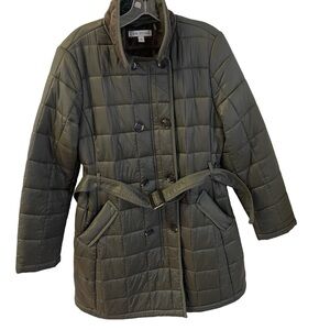 VIA SPIGA - Olive Green Puffer Coat Insulated with Faux Fur - Sz M - NWOT